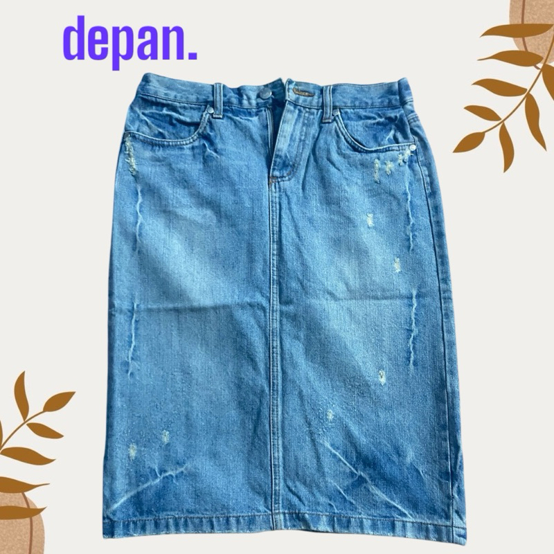 preloved rok span jeans wanita