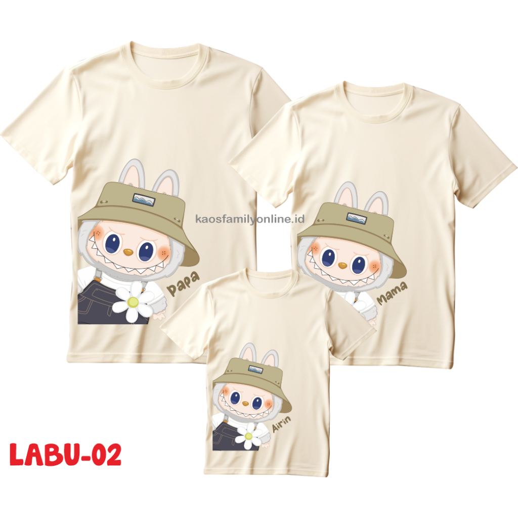 Baju Kaos Keluarga Labubu Family Couple | Kaos Gathering Seragam | Kaos Custom Labubu Request Nama