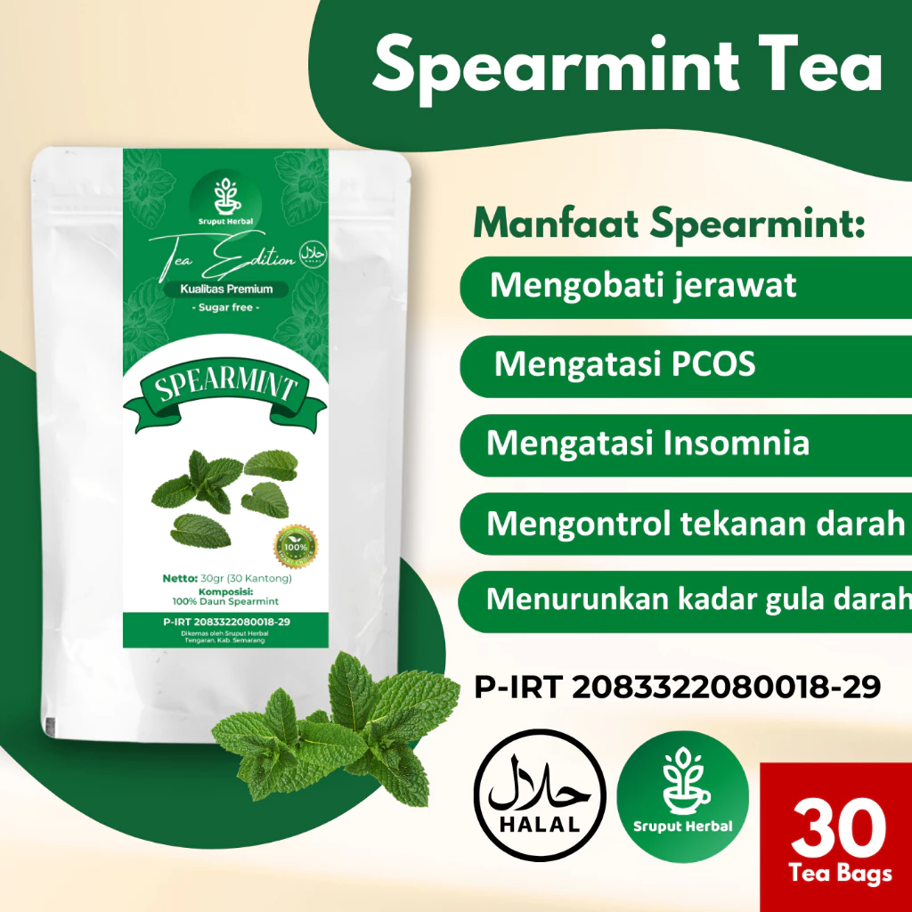 

Spearmint Tea | Teh Spearmint untuk Jerawat dan PCOS Isi 30 Tea Bag | Teh Pereda Jerawat | Teh Daun Spearmint Murni | Teh Obat Jerawat dan PCOS Sruput herbal