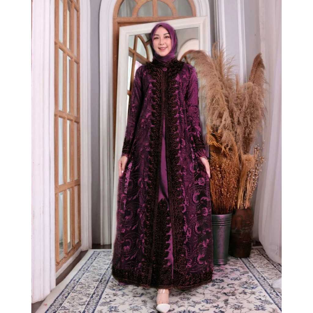 Dress Burgundy Jessica / Gamis Muslim Renda BCB