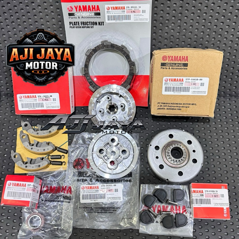 Mangkok ganda 18T + ganda + Cage + Kampas Kopling + Rumah Kopling + Karet Kopling jupiter z vega r v