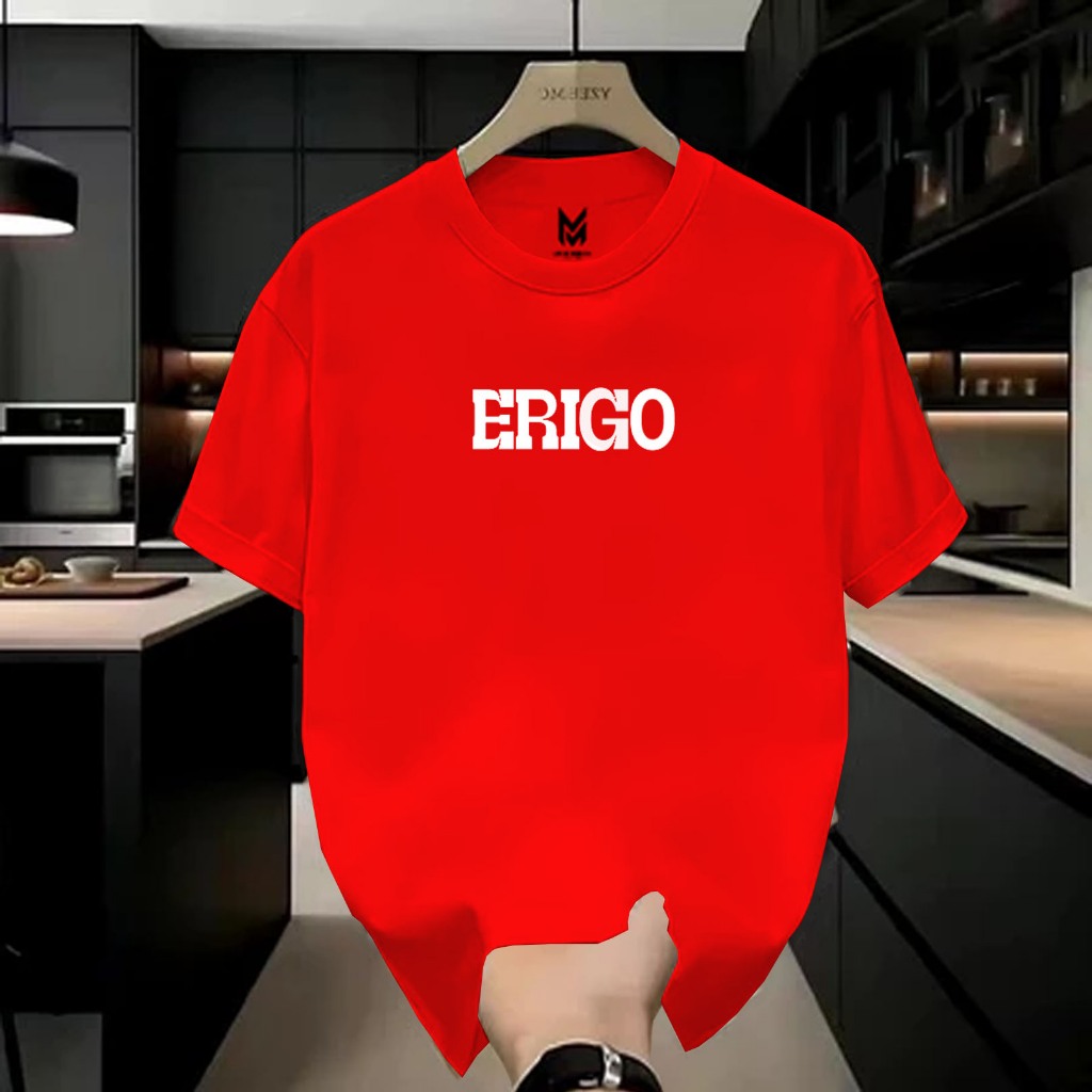 COD Baju Kaos Keren Kaos Distro Motif Erigo Text Putih Premium Quality Kaos Cotton Combed 24s Lengan