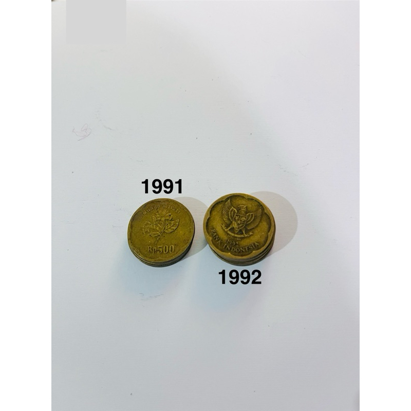 Uang Koin 500 Emas Tahun 1991 1992 Koin bunga Melati 500 Rupiah