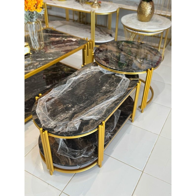 MEJA TAMU GEMBAR ESTETIK MEWAH MARMER LAPIS HPL