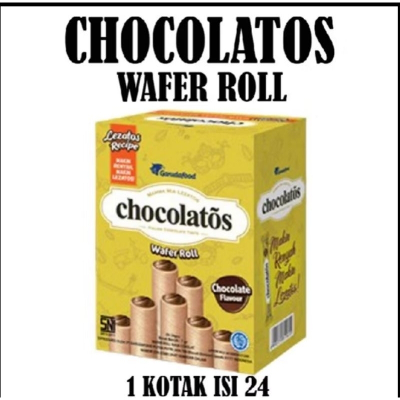 

CHOCOLATOS wafer roll ( 1 box isi 24pcs )