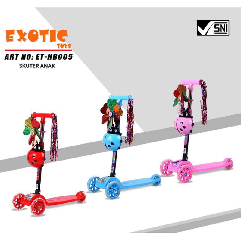 Scooter Otoped anak roda 3 Pasific Exotic Et HB 005 Hb005 Skuter Lampu & Musik pacific sekuter otope