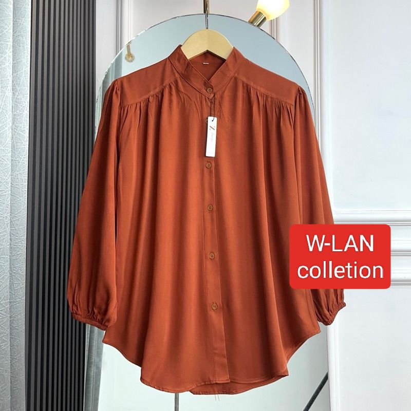 blus wanita berbahan rayon twill