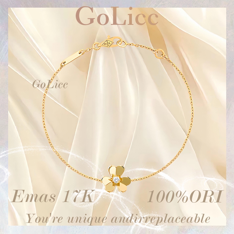Gelang Wanita,Gelang Emas Bunga Tunggal 17K Emas - GoLicc
