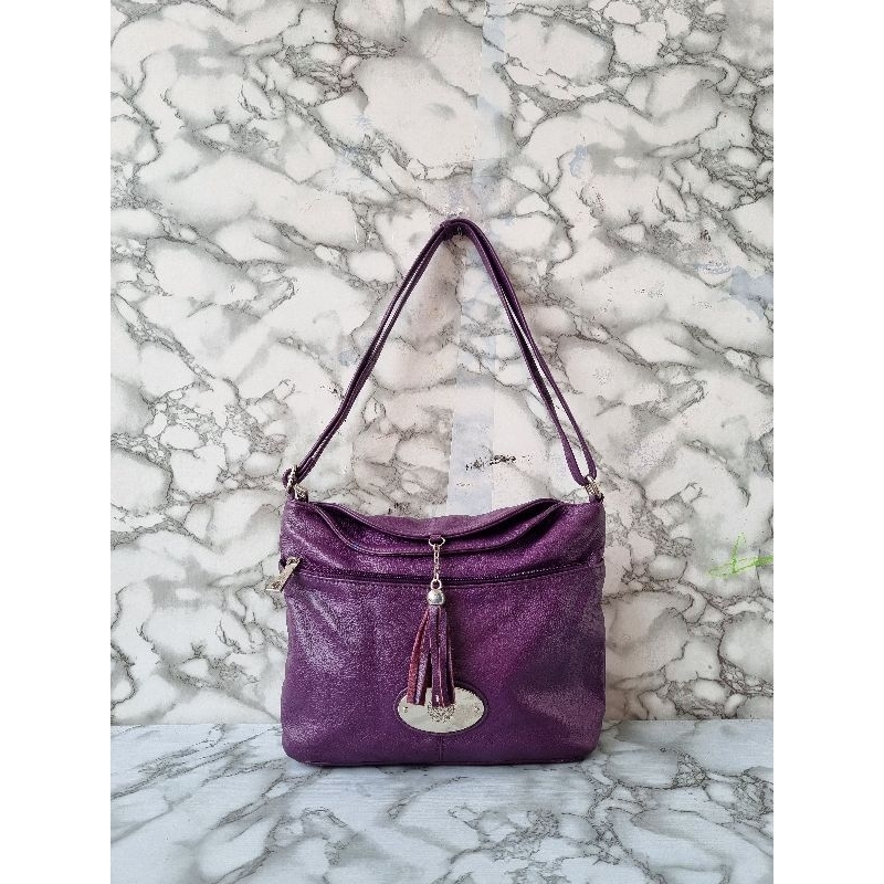 TAS SHOULDER WANITA ELEGACE PARIS KULIT ASLI  UNGU / TAS TOTE WANITA KULIT ASLI ELEGANCE UNGU