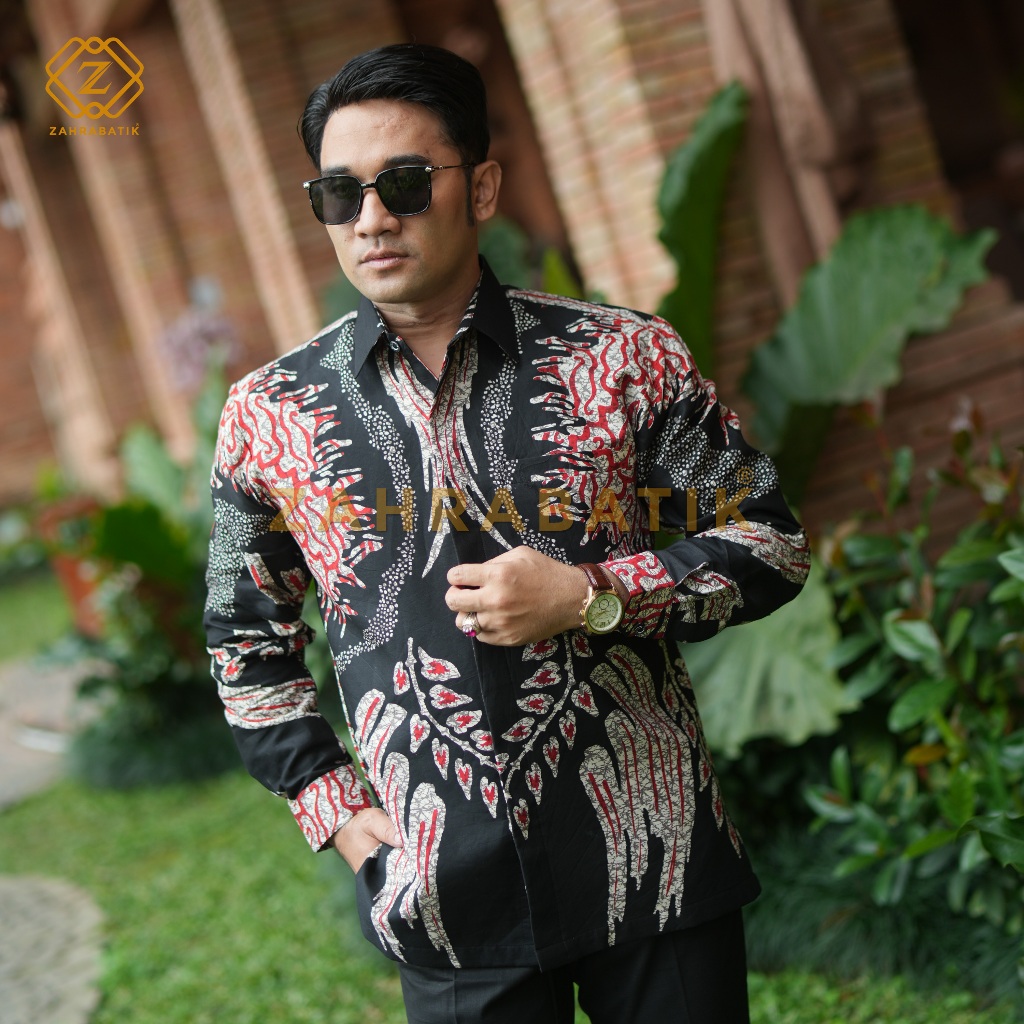 Batik Zahra - Kemeja Batik Pria - Motif Yudistira - Warna Hitam - Kemeja Batik Kantor Premium