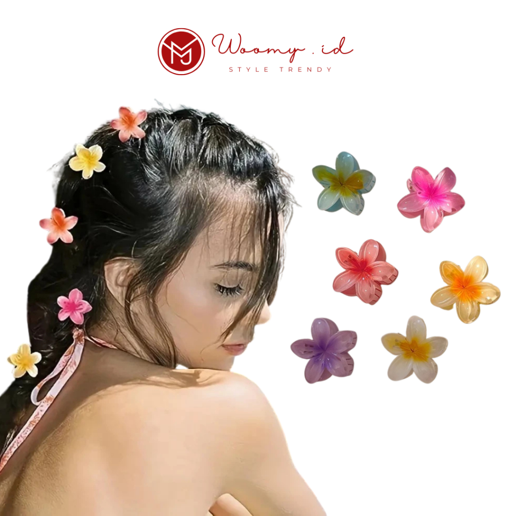Woomy - JR641 Jepit Rambut Model Kamboja Bali Mini 4 Cm Jedai Flower Kecil Jepitan Poni Bunga Akseso