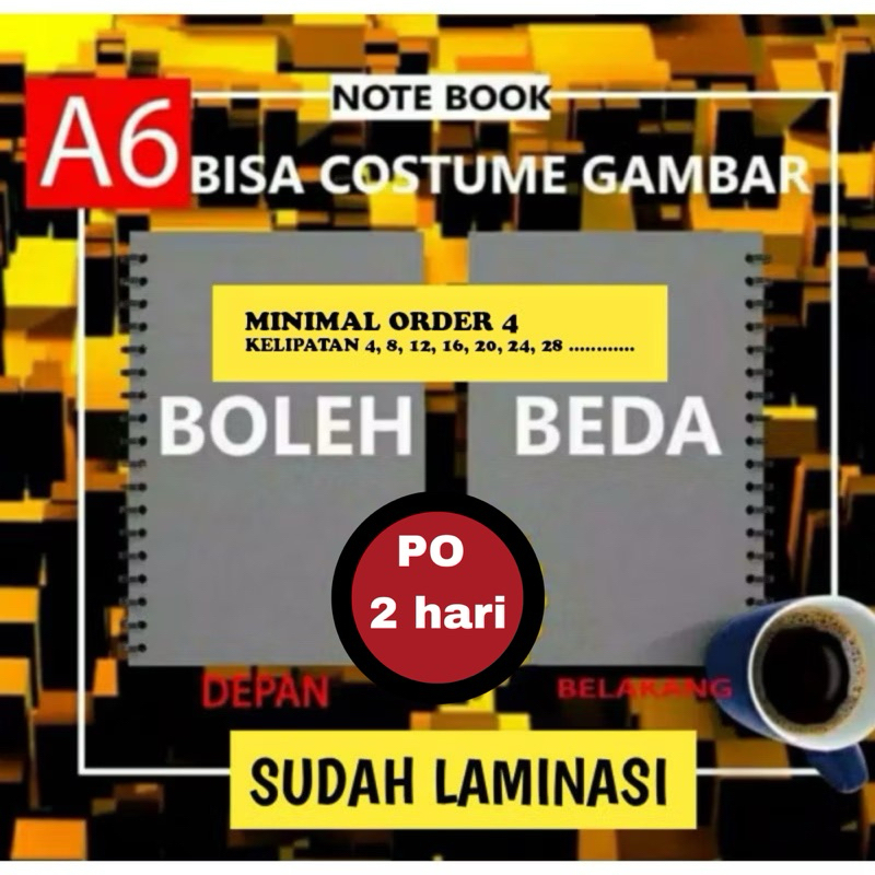 

CETAK BUKU CUSTOM A6 10,5 x 14,8 cm isi 30 40 50 100 lembar Note Notes Notebook Murah