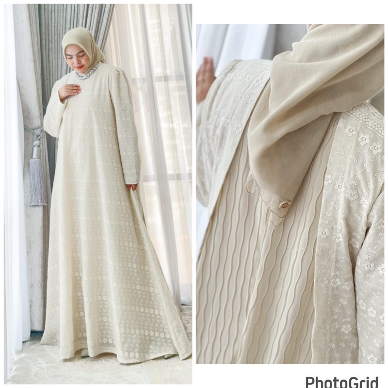 BIANCA dress katun bordiri marevi,gamis hitam putih premium mewah kekinian wanita muslim
