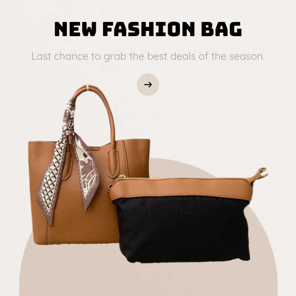 TAS IMPORT PREMIUM ORI CHINA | Z12093 | 2IN1 BAHAN PU LEATHER HANDBAG RUANG BESAR