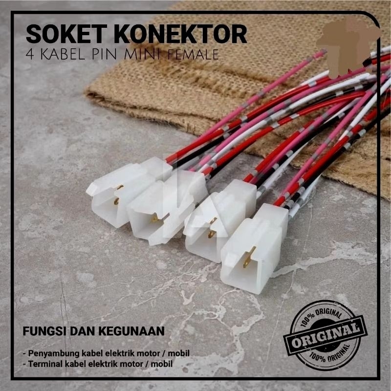 soket socket sambungan 4pin / 4kabel mobil dan motor 1 set
