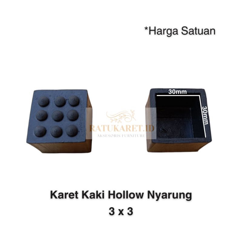 Karet Hollow 3x3 Nyarung Karet Tutup Kaki Meja Kursi Rak Besi Hollow