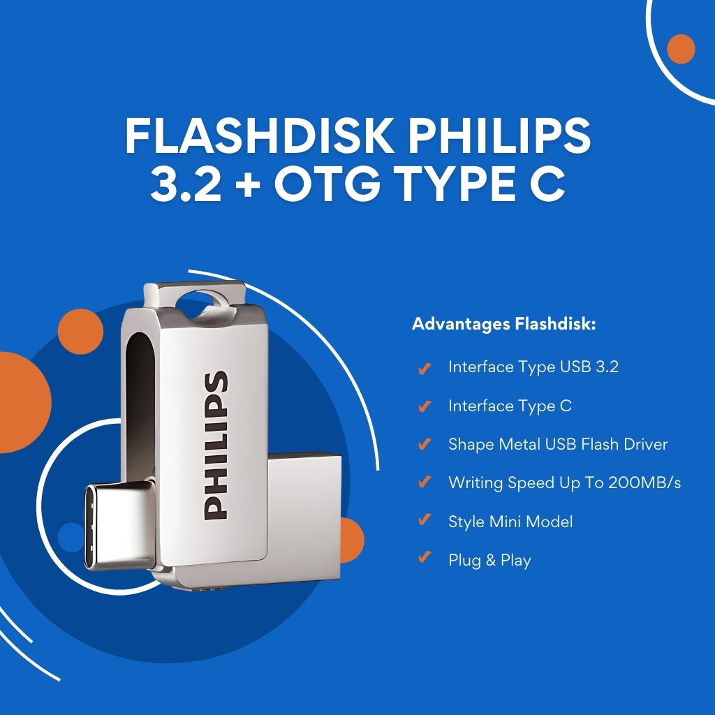 Flashdisk Philips 128GB 3.2 OTG Type-C Philips 3.2 128GB OTG Type-C
