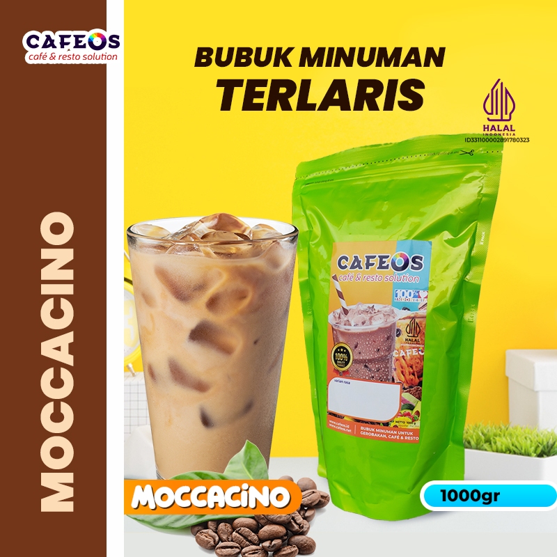

CAFEOS Bubuk Minuman Kopi Kekinian Aneka Rasa Moccachino 3IN1 Kemasan 1 KG Gratis Resep