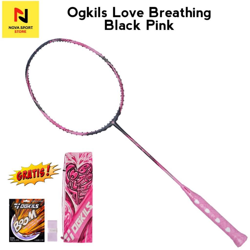 Ogkils Raket Badminton Love Breathing Black Pink
