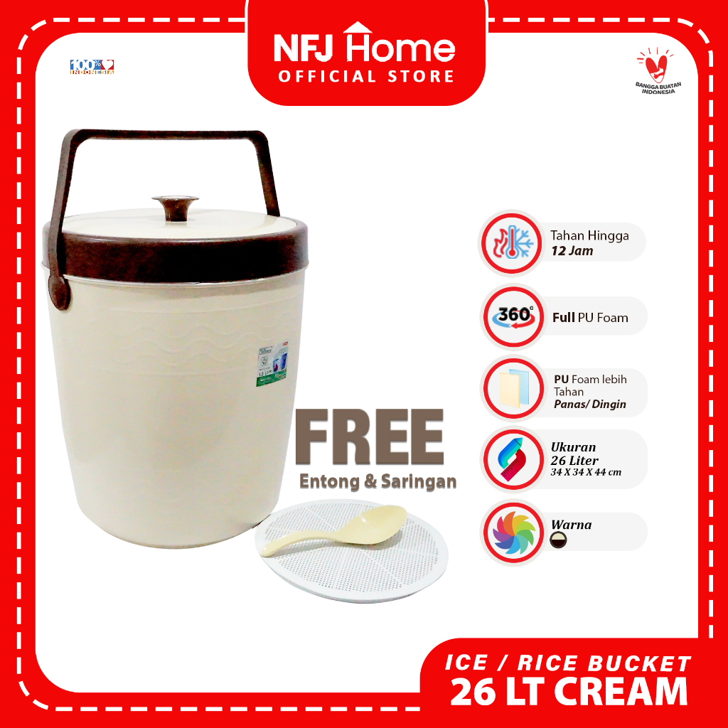 NFJ Rice / Ice bucket  26 Liter - Termos nasi 26 liter / Termos / Ice Bucket 26 liter Es