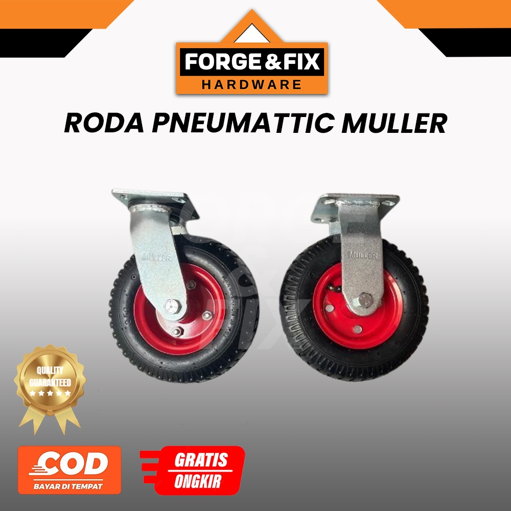 MULLER Roda Trolley Pneumatic Ban Dalam Angin Hidup Mati Caster Troli 10 INCH