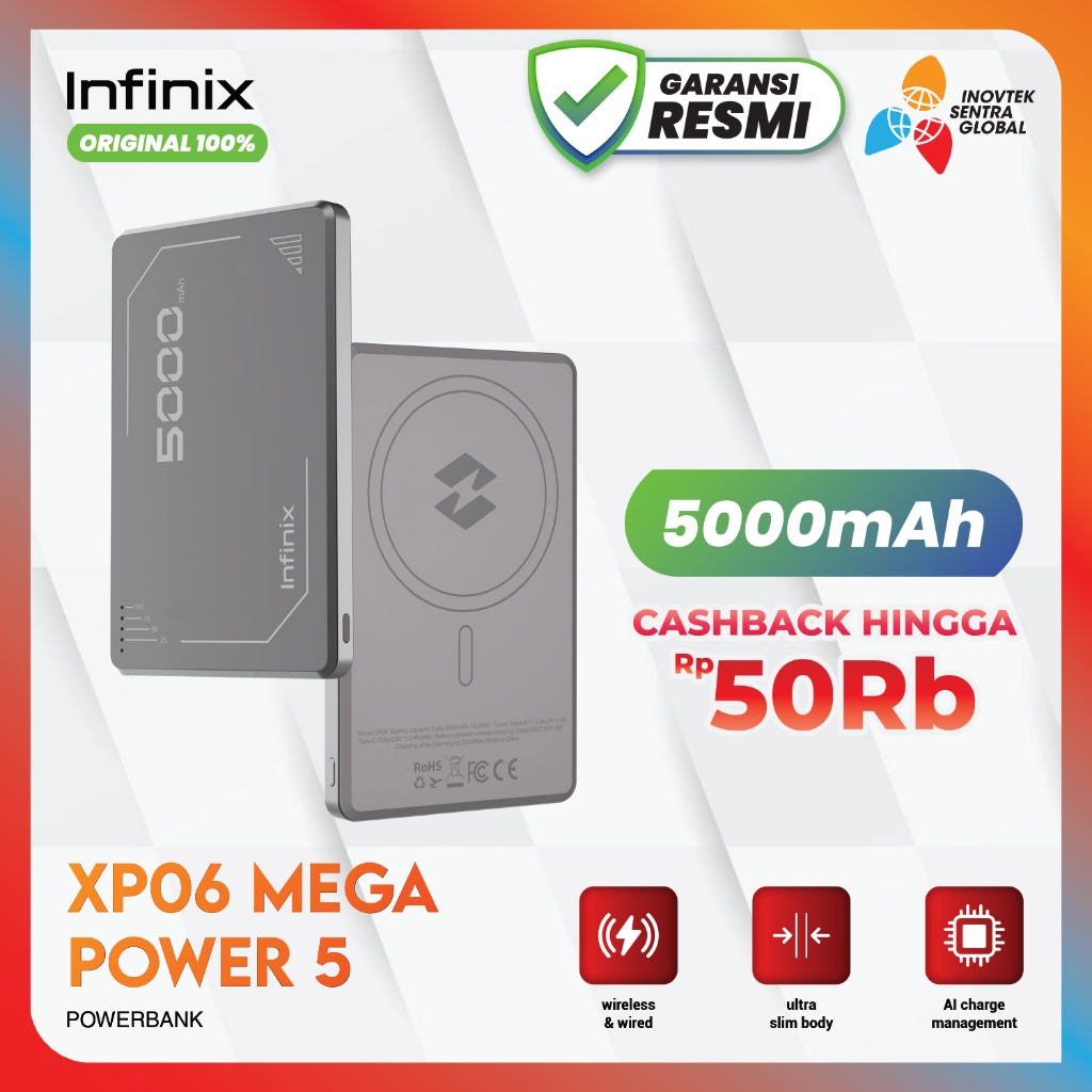 Infinix Power Bank Magpower 5 XP06 | Powerbank 5000mAh Wireless Charger