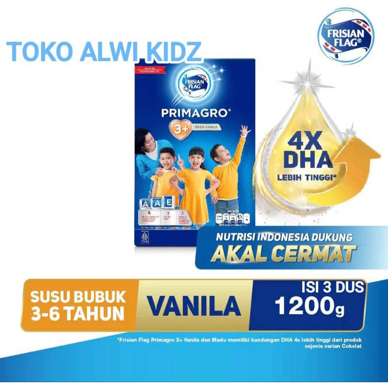 Frisian Flag Primagro 3+ 1200gram, 750gram Vanilla Susu pertumbuhan anak isi 3 lebih murah