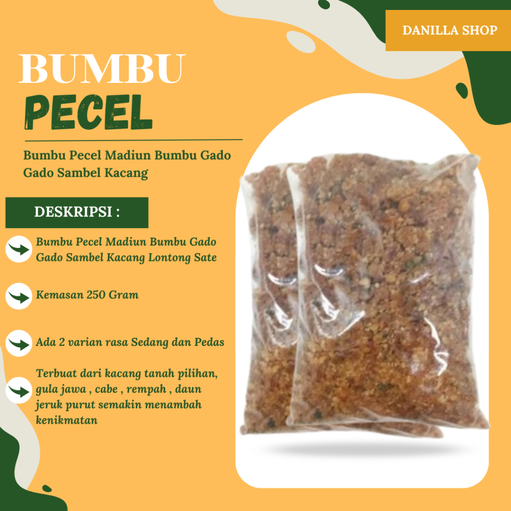 

[Terlaris] Bumbu Pecel Madiun Bumbu Gado Gado Sambel Kacang Lontong Sate 125 gram Premium
