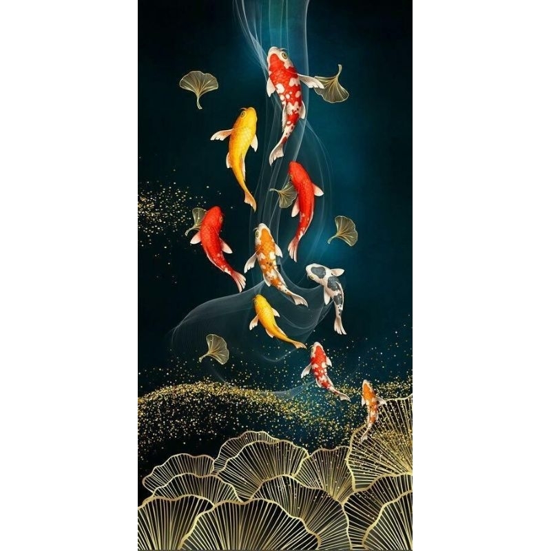 lukisan minimalis ikan koi