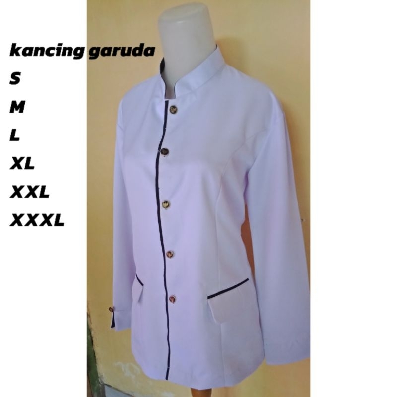 baju dinas guru putih lis hitam