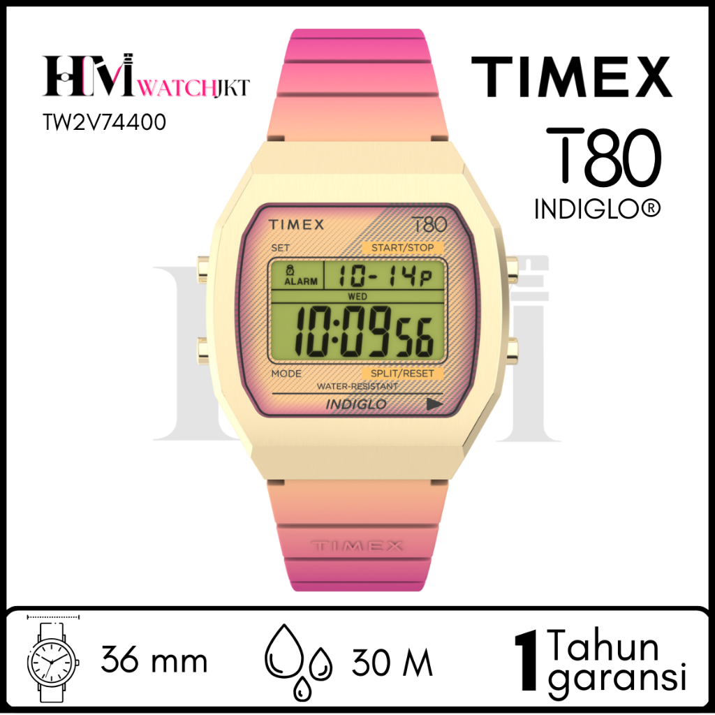 TIMEX TW2V74400 T80 Jam Tangan Unisex Original Digital Antiair