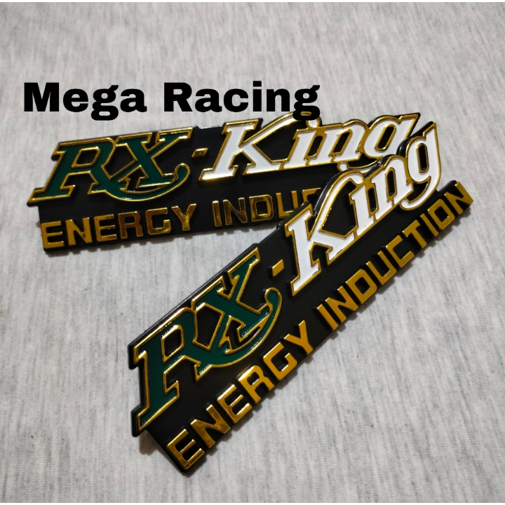 2 PCS emblem box timbul aki rxk rx king rxking energy induction hijau