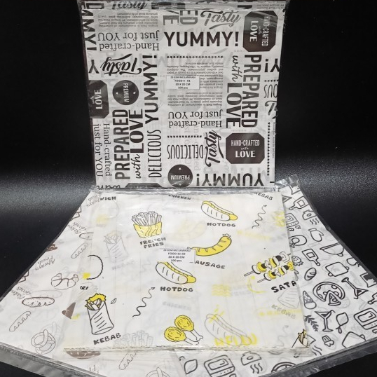 [100 Pcs] Kertas Nasi Laminasi (27x27 cm) - Motif Printing - Anti Lengket / Kertas Laminasi 27x27 CT