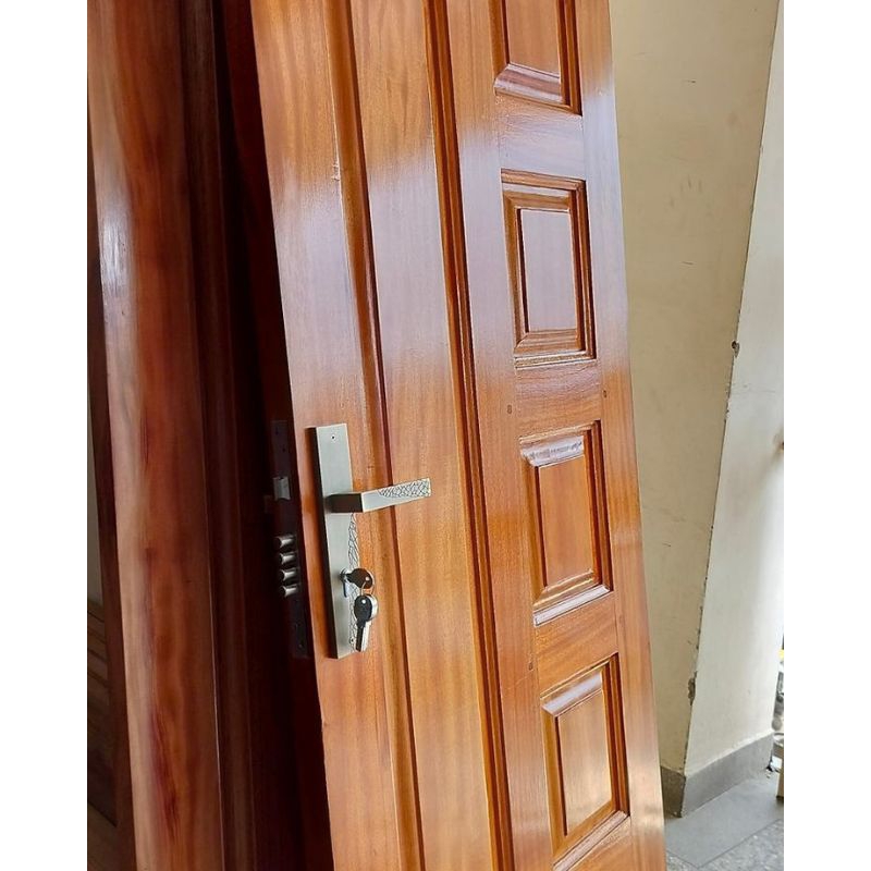 Daun pintu model panel bahan kayu kamper pilihan + kusen pintu