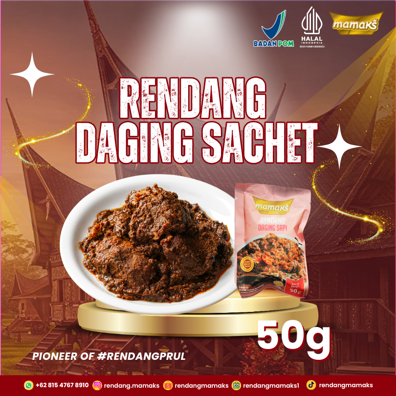

[Paling Laris] Rendang Daging Sachet 50 gram (Halal MUI BPOM) - Mamaks