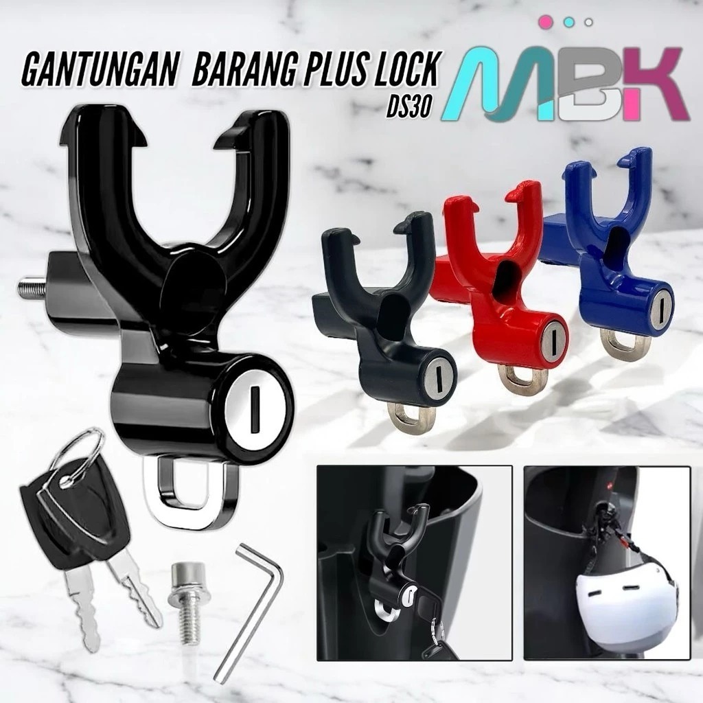 Gantungan Helm dan Barang Motor MBK Plus Lock Kunci untuk semua jenis motor beat scoopy vario fino m