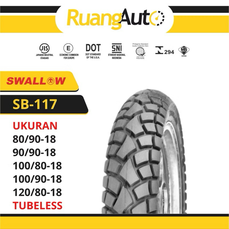 Ban Swallow Street enduro ring 18 80 90 / 90 90 / 100 80 Tubeless Bisa COD dan Kirim Instan Ragi Nan