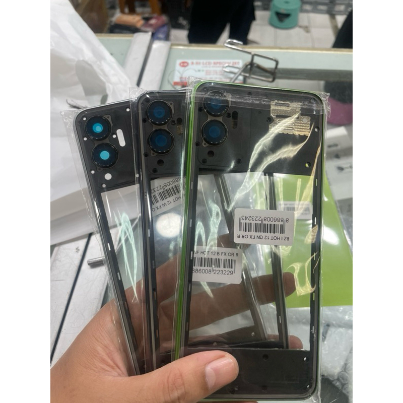 Bezel Tulang Tengah Bezzel Midle Frame Tutup Mesin INFINIX HOT 12 X6817 - Black