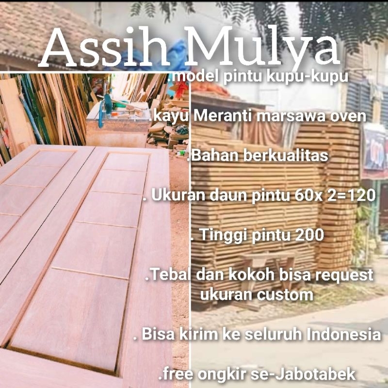 Daun pintu kupu2 berikut kusen dari bahan kayu Meranti marsawa oven