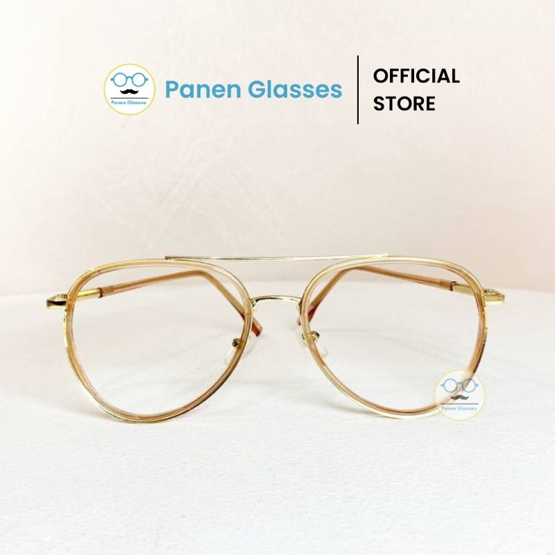 Kacamata Wanita Frame Elanor Peach Gold - Kacamata Estetik Warna Soft Emas Korean Style