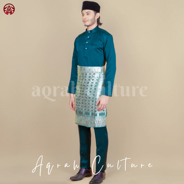 Cuci Gudang Azura Baju Melayu Pria Modern Bahan Satin Velvet Satu Set Pakaian Koko Muslim Kurta