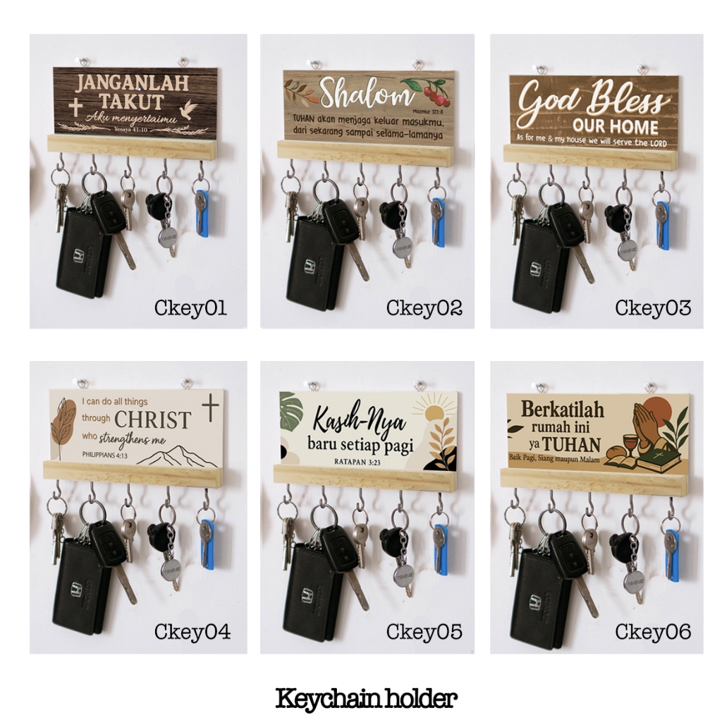Tempat Gantungan Kunci Serbaguna Keyholder dengan Hiasan Ayat Alkitab