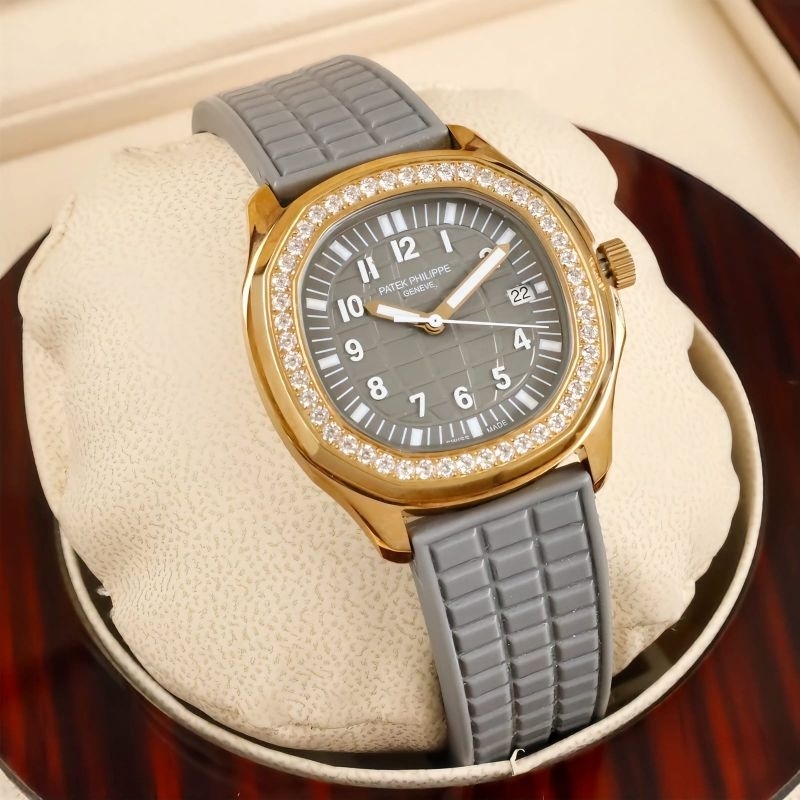 JAM TANGAN WANITA PATEK PHILIP AQUANAUT GREY DIAMOND JAPAN QUARTZ SUPER QUALITY DIAMETER 36MM