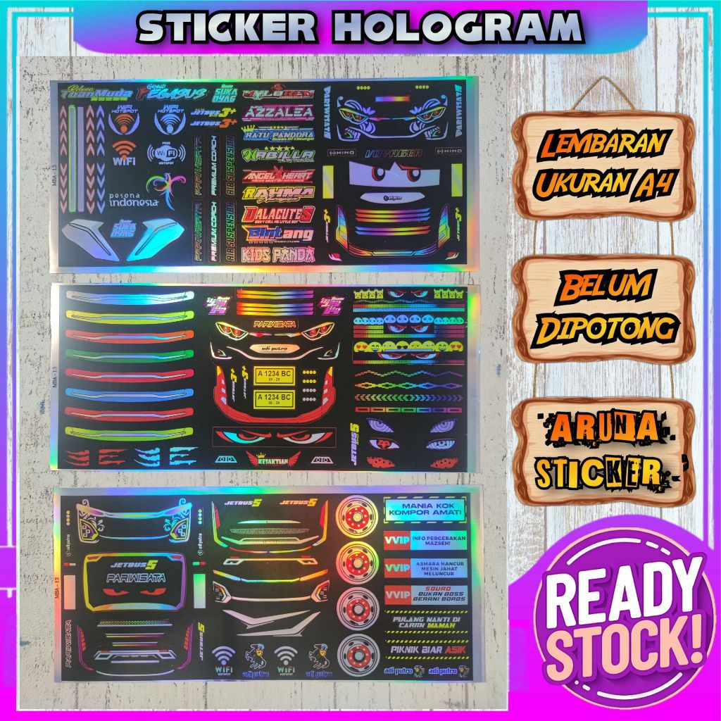 

Sticker Miniatur Bus Aksesoris Bahan Hologram Ukuran A4 / Aksesoris Miniatur Bus