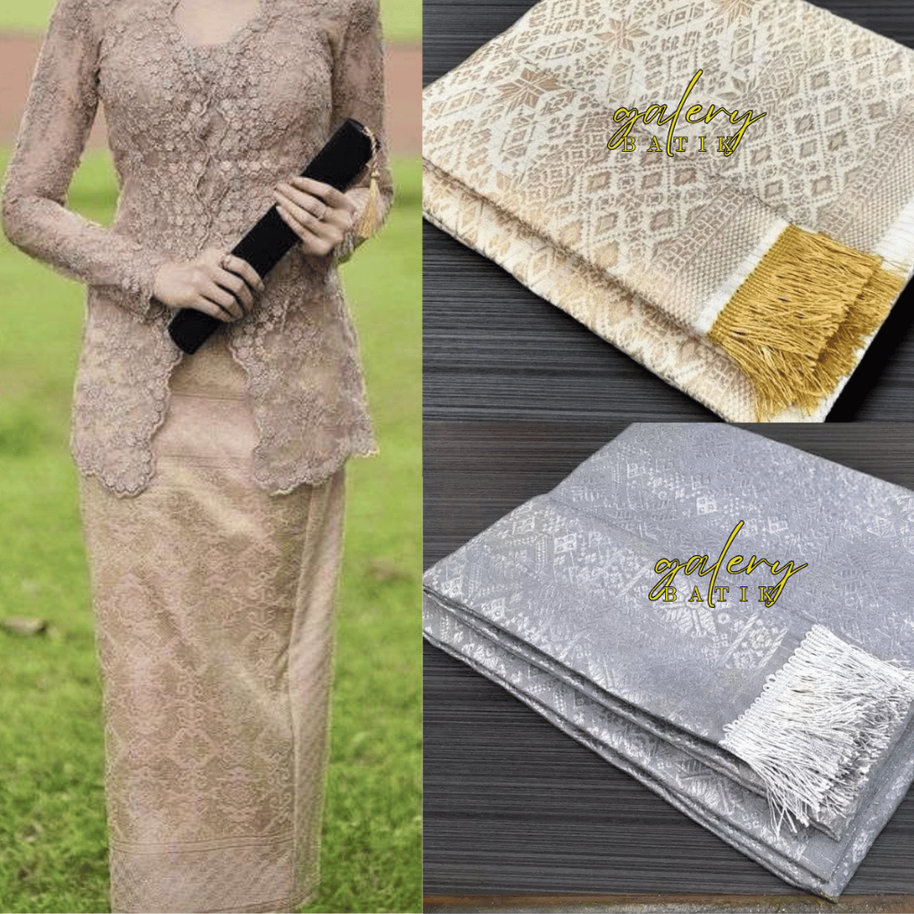 Rok Songket Selendang Palembang Set Selendang Songket Kain Tenun Modern Motif Batik Kekinian