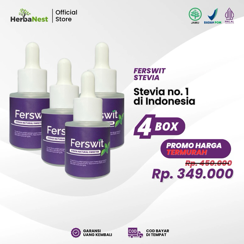 

Ferswit Stevia Pemanis Alami 0 Kalori Paket 4 Box