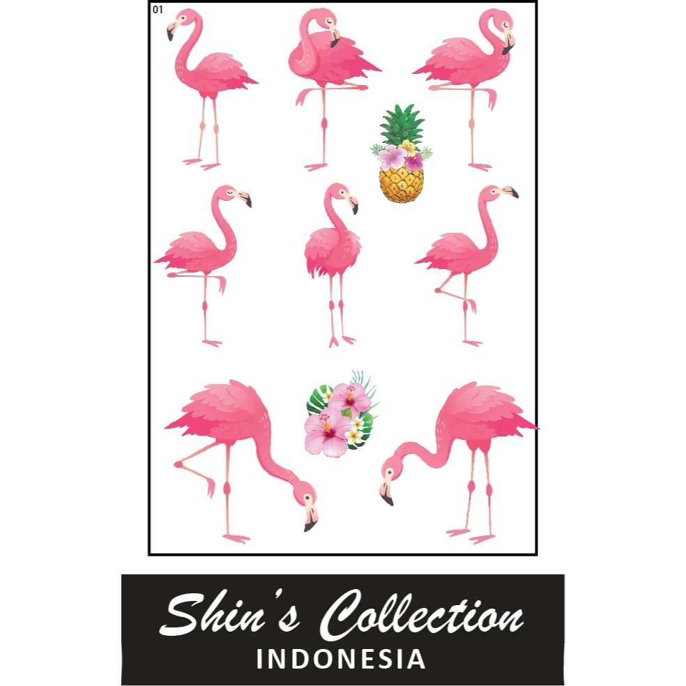 

Sticker stiker Flamingo cartoon 1 pc