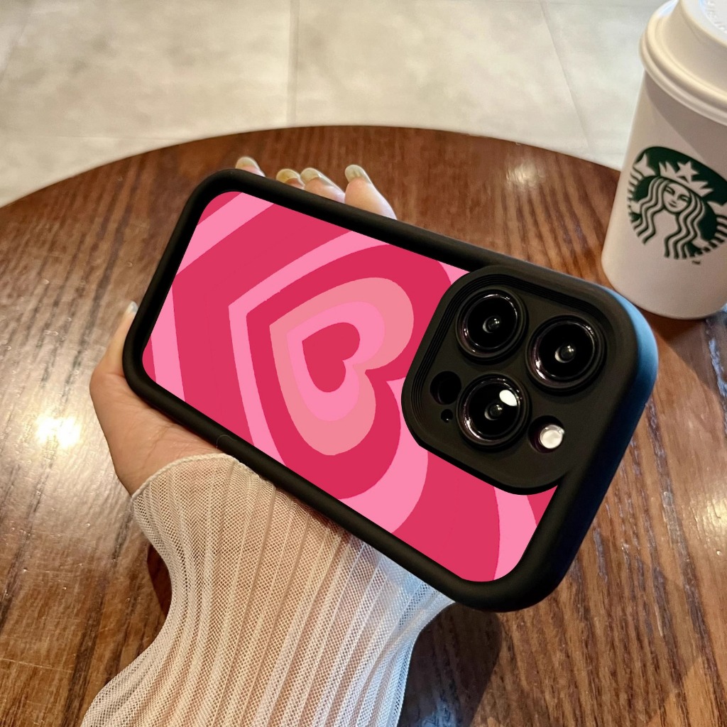 YX230 Case for IPHONE 7G 8G 7+ 8+ X XS MAX XR 11 12 13 14 15 16 PRO MAX Love Heart Pink Black Softca