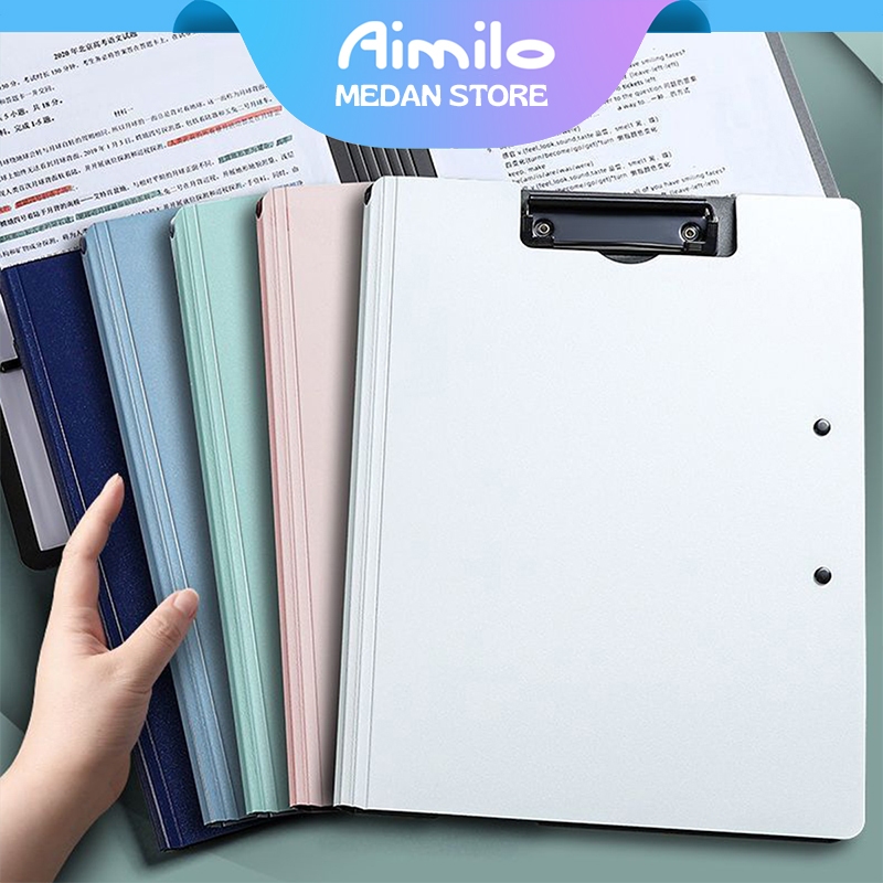 Aimilo - Papan Jalan 2 in 1 Clipboard Aesthetic Papan Ujian Buka Tutup Map Dokumen Ukuran A4