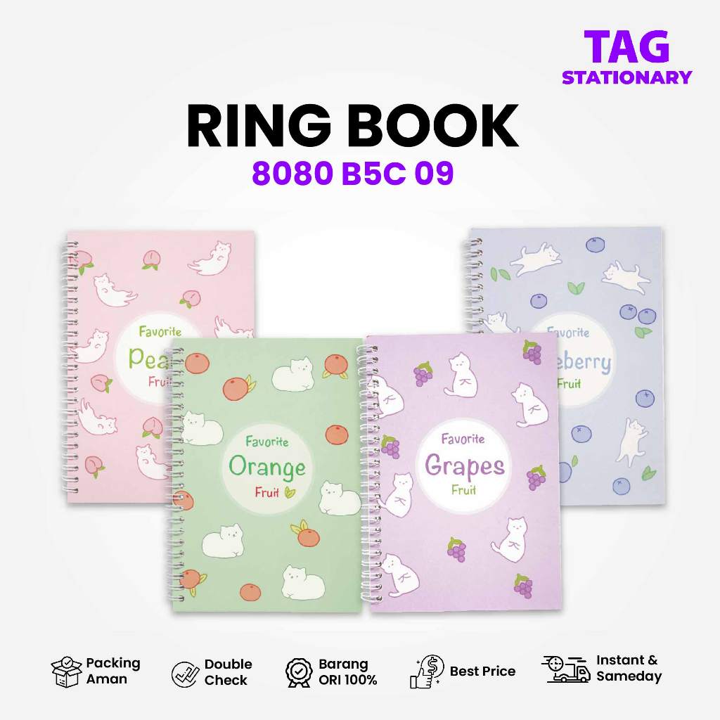 

GREEBEL Buku Tulis Ring Spiral / Ring Book 8080 B5C 09 / Buku Catatan Spiral Timur Agung Grosir